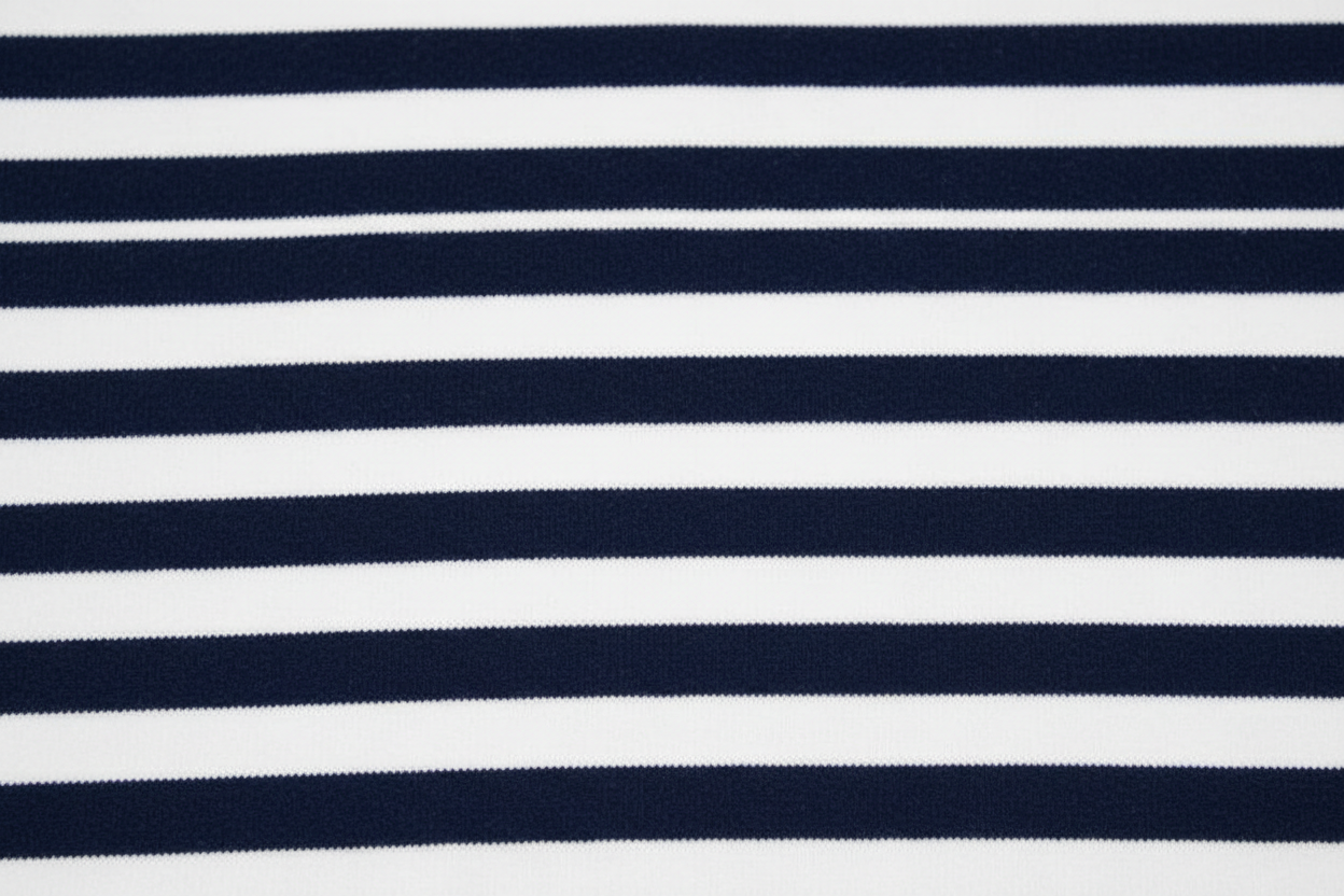 Dark blue and white stripes horizontally 